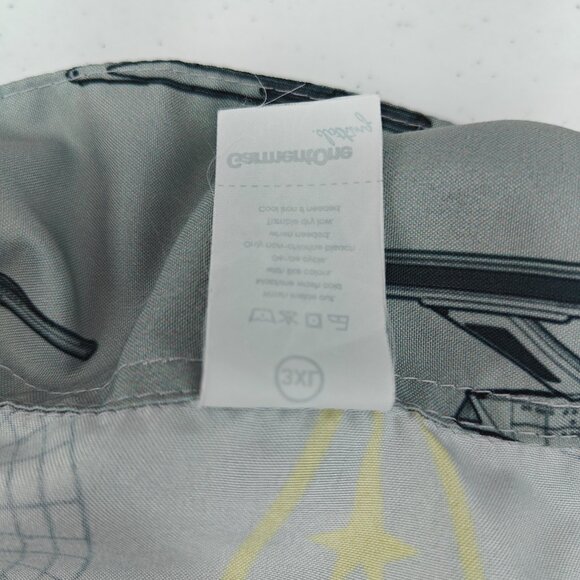 Star Trek Shirt Mens XXXL 3XL Gray USS Enterprise All Over Print Hawaiian Camp - Picture 9 of 15